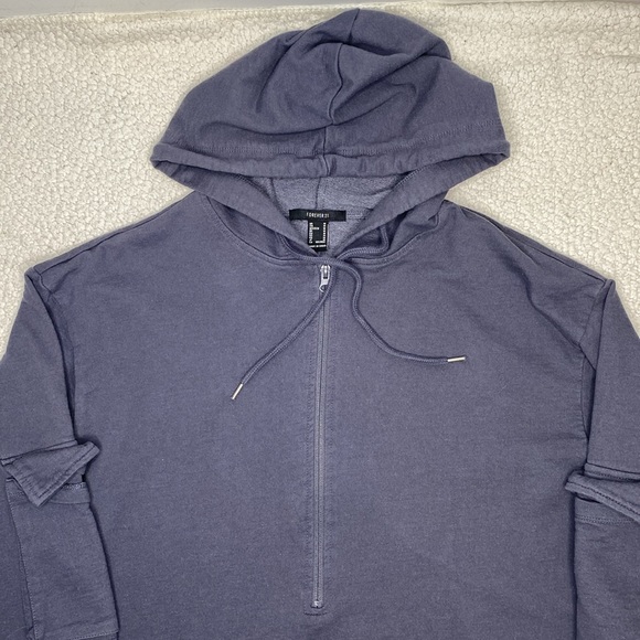 Forever 21 Women’s Grey 1/2 Zip Hoodie: Size Medium - Picture 3 of 10